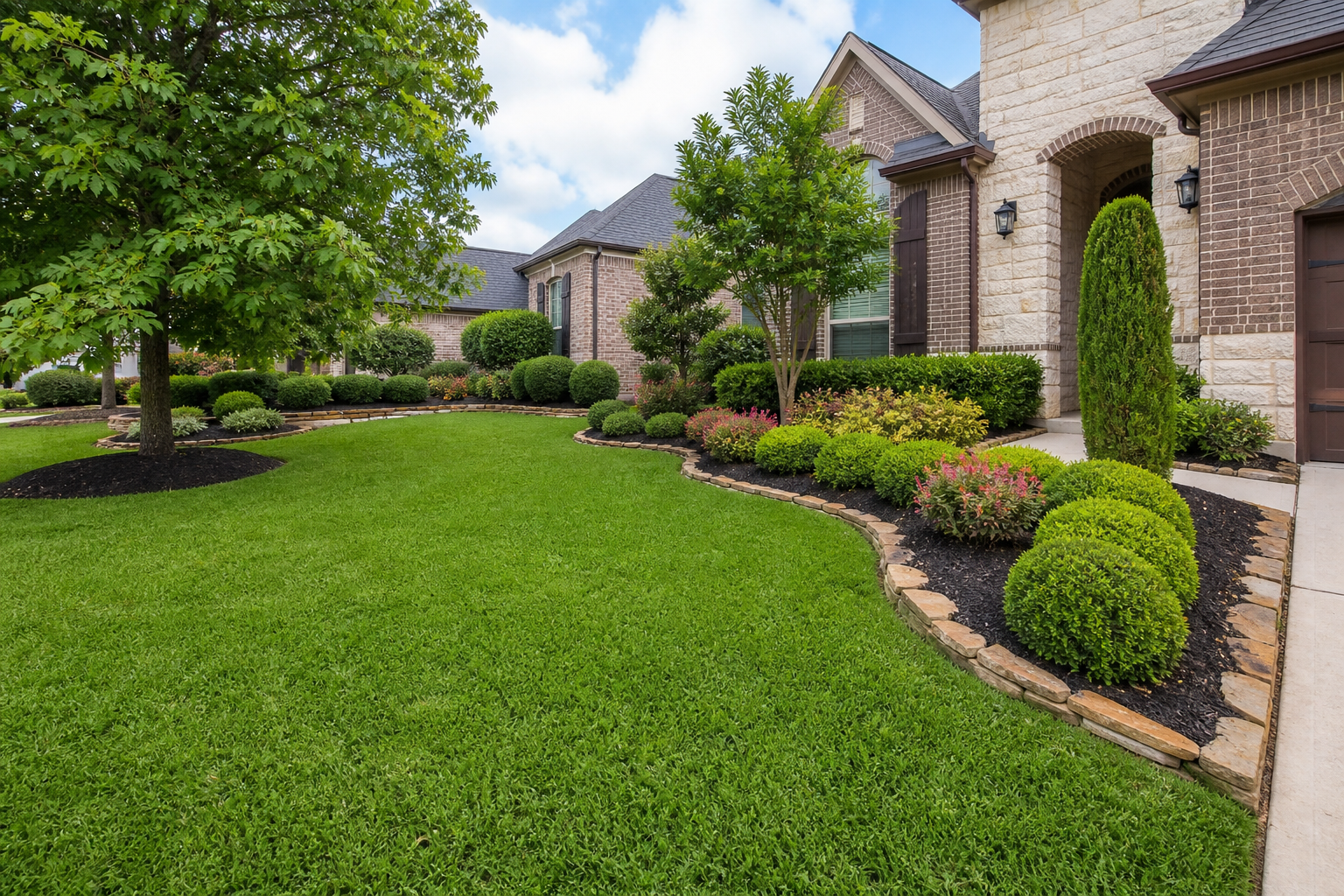 Professionally maintained lawn, shrubs and landscape beds